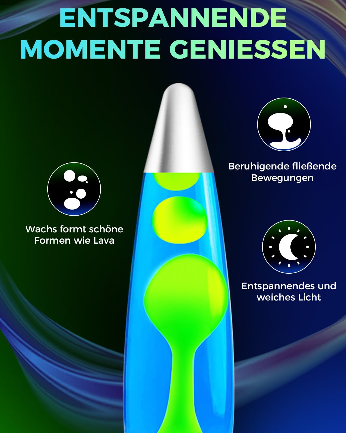DoRight Lava Lamp 13.5 inch Retro Rocket, Green Wax/Blue Water Decorative Lava Lamps, 1.85M Wires, EU plug with 2x25W R39 E14 Lava Lamp Bulb for Kids & Adults Gift AC220-240V
