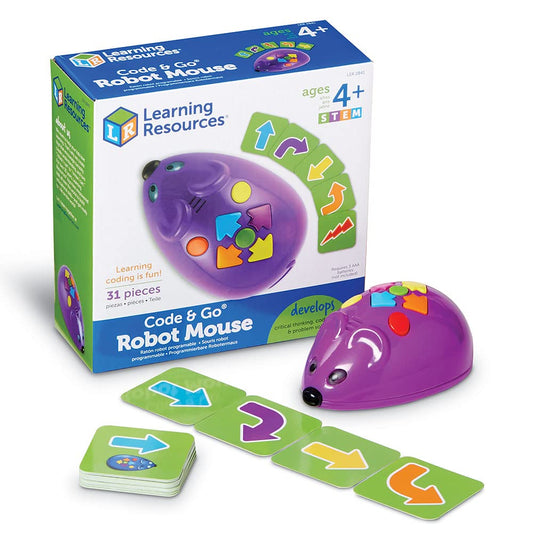 Learning Resources Mint Robot Mouse Jack, for ages 5 and up, coding toy for kids, introduction to programming & logic, educational game with programming cards