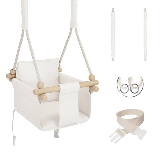 MAMOI® baby swing, indoor baby swing, wooden children's swing, wood swing for kids, door frame swings, swing, toddler swing for children's room aged 1 year and up.