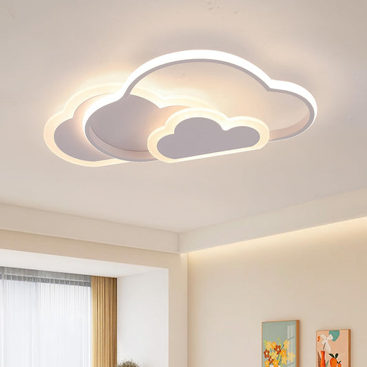 Miniature creative cloud-shaped ceiling light with remote control dimmable, acrylic flush mount ceiling light for living room bedroom hallway and children's room, 52 cm (20.5 in) 42W, White.