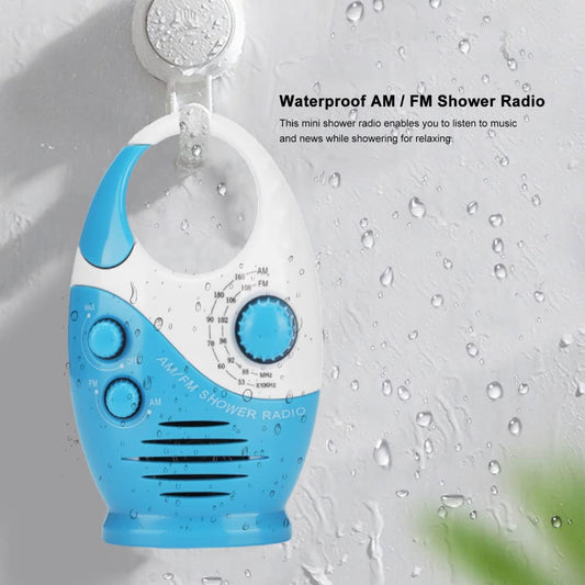 Yunseity Waterproof Shower Radio, Portable AM-FM Radio with Hook Design, Battery Powered, Built-in Speaker, for Bathroom, Kitchen, Outdoor.