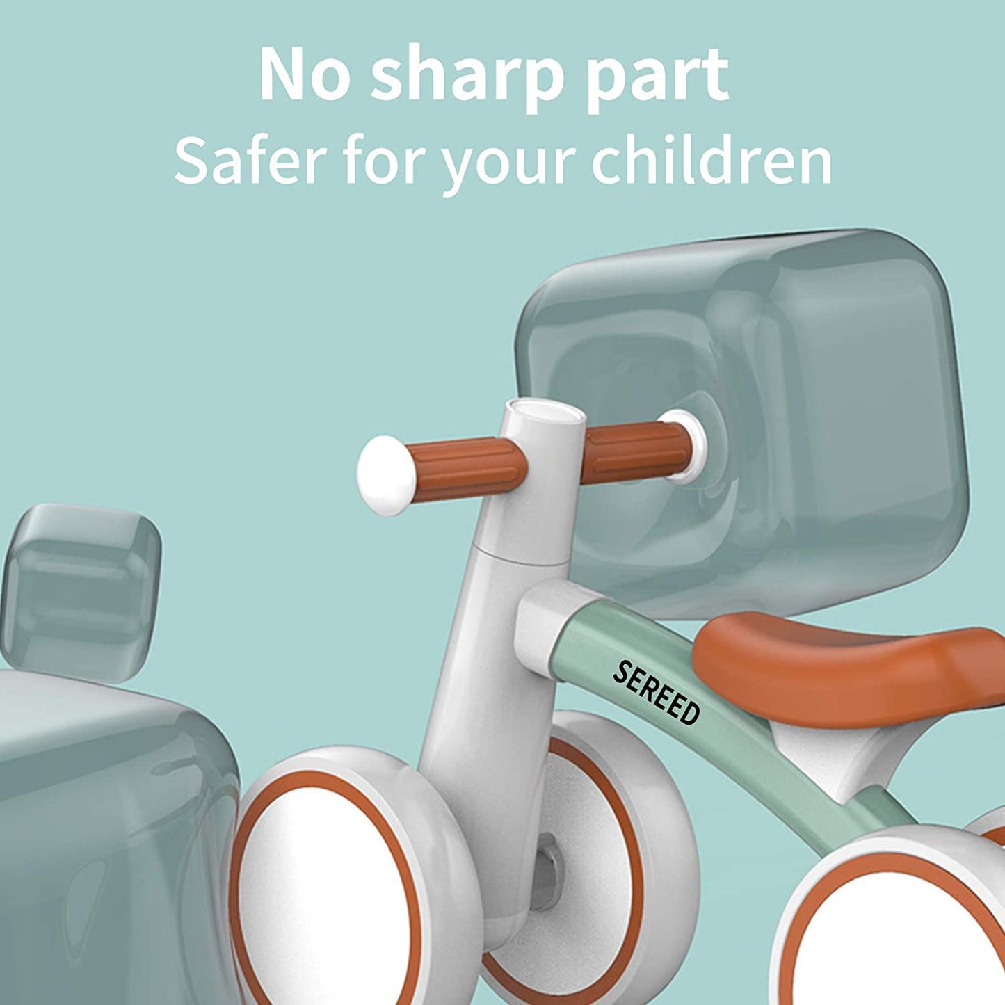 SEREED Kids Balance Bike from 1 year, walking bike toy for 12-24 months baby, first bike without pedals with 4 wheels for boys and girls, toddlers first birthday gift, Green.