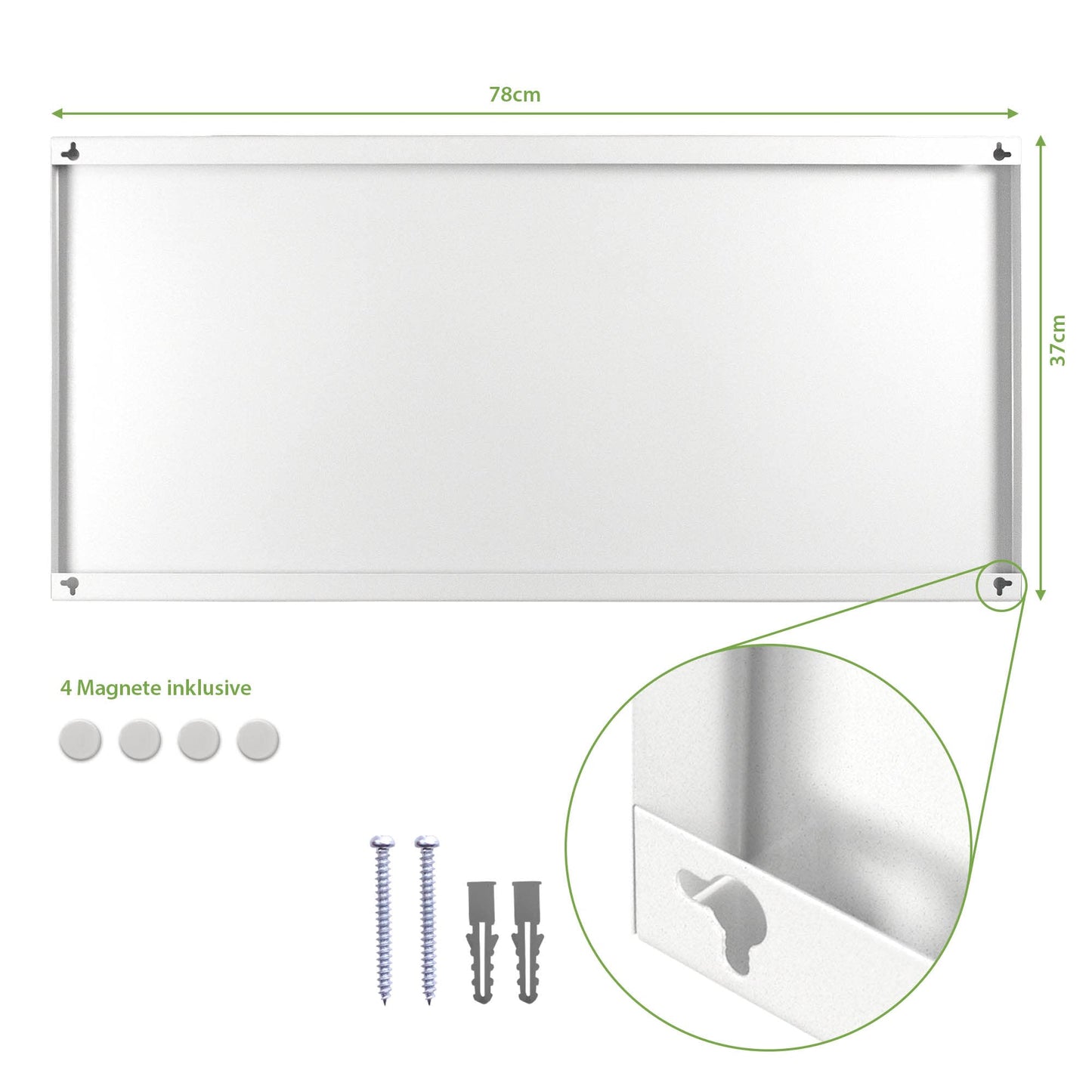 banjado® Magnetic Board 37 x 78cm / Metal Magnet Board/Memo Board/Pin Board Magnetic Board for Kitchen, Office, Kids Room including 4 Magnets & Mounting Kit - Squirrel Design