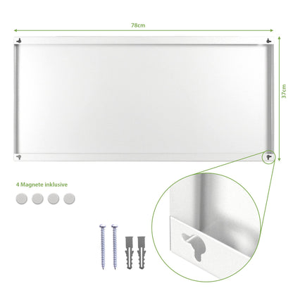 banjado® Magnetic Board 37 x 78cm / Metal Magnet Board/Memo Board/Pin Board Magnetic Board for Kitchen, Office, Kids Room including 4 Magnets & Mounting Kit - Squirrel Design
