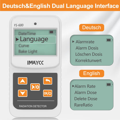 IMAYCC Geiger Counter, FS-600 Dosimeter Automatic Radiation Detector, Radioactivity Nuclear Radiation Detector Can be used in homes, businesses, indoors, and outdoors.