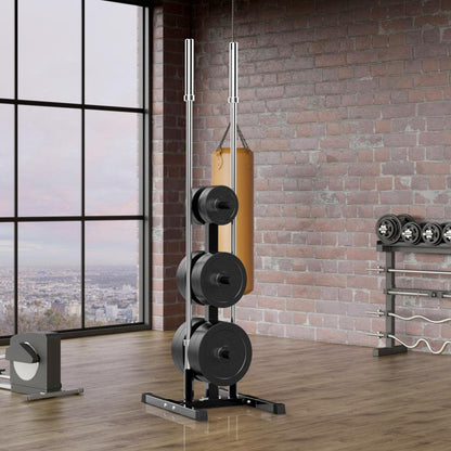 Yaheetech Weight Plate Rack Dumbbell Tree Weight Stand with 6 Bars and 28mm Plate Holders Steel Dumbbell Stand Weight Rack Max. Load Capacity 400 kg Plate Stand