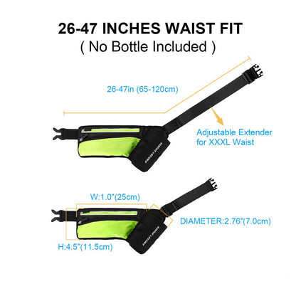 Guzack waist bag for water bottle, sports waist pack for outdoor fitness like cycling, hiking, and walking. Running belt fits phones up to 7.0", bottle not included.