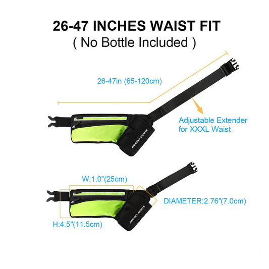 Guzack waist bag for water bottle, sports waist pack for outdoor fitness like cycling, hiking, and walking. Running belt fits phones up to 7.0", bottle not included.