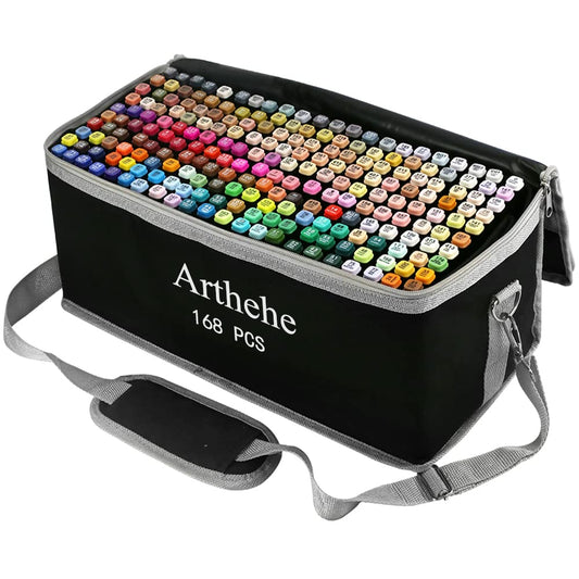 ARTHEHE 168 color marker set alcohol marker set for adults marker pens set for manga/design/school with (168 pcs)