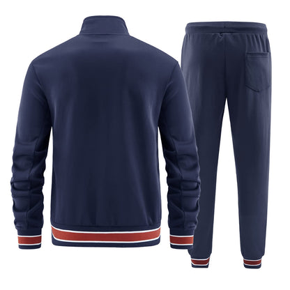 W JIANWANG Men's Training Suit Football Track Suit Sports Suit Casual Sports Jogging Suit For Men Football Training Suit Running Suit Jogging Suit Set Dark Blue 085 S