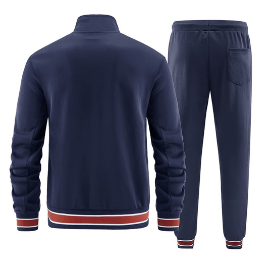 W JIANWANG Men's Training Suit Football Track Suit Sports Suit Casual Sports Jogging Suit For Men Football Training Suit Running Suit Jogging Suit Set Dark Blue 085 S