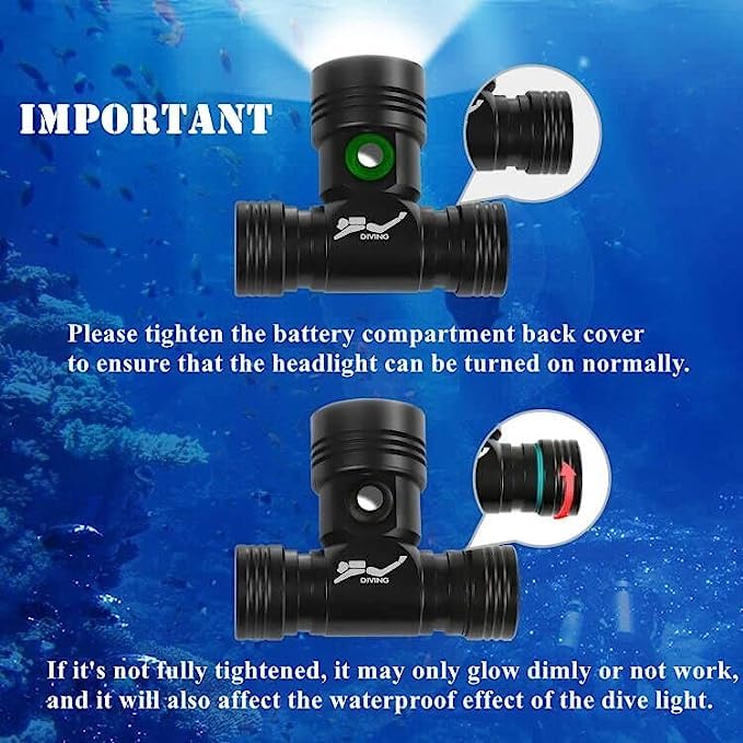 100000 lumens diving headlamp scuba diving headlamp, super bright IPX8 waterproof diving swimming submarine headlamp, 3 lighting modes underwater safety light with battery