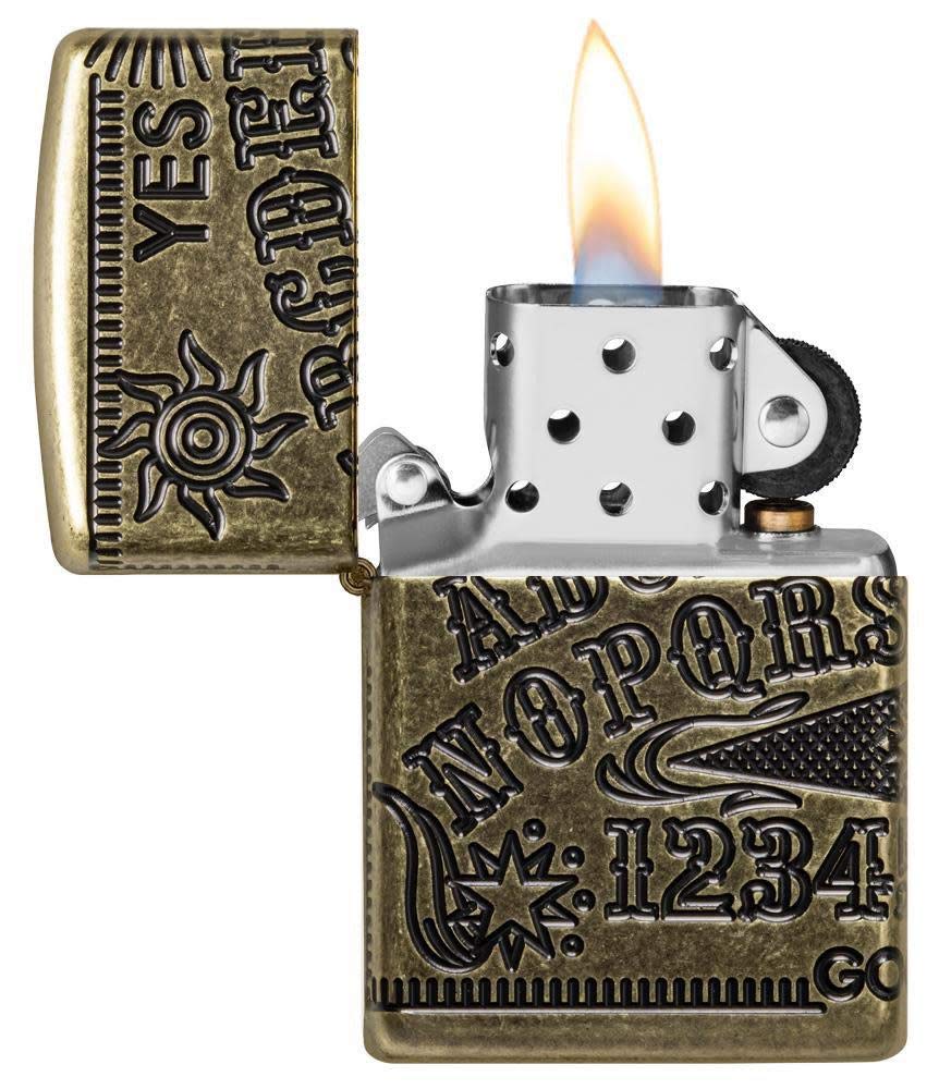 ZIPPO - Ouija Board - Armor® Antique Brass - Refillable storm lighter, comes in a high-quality gift box.