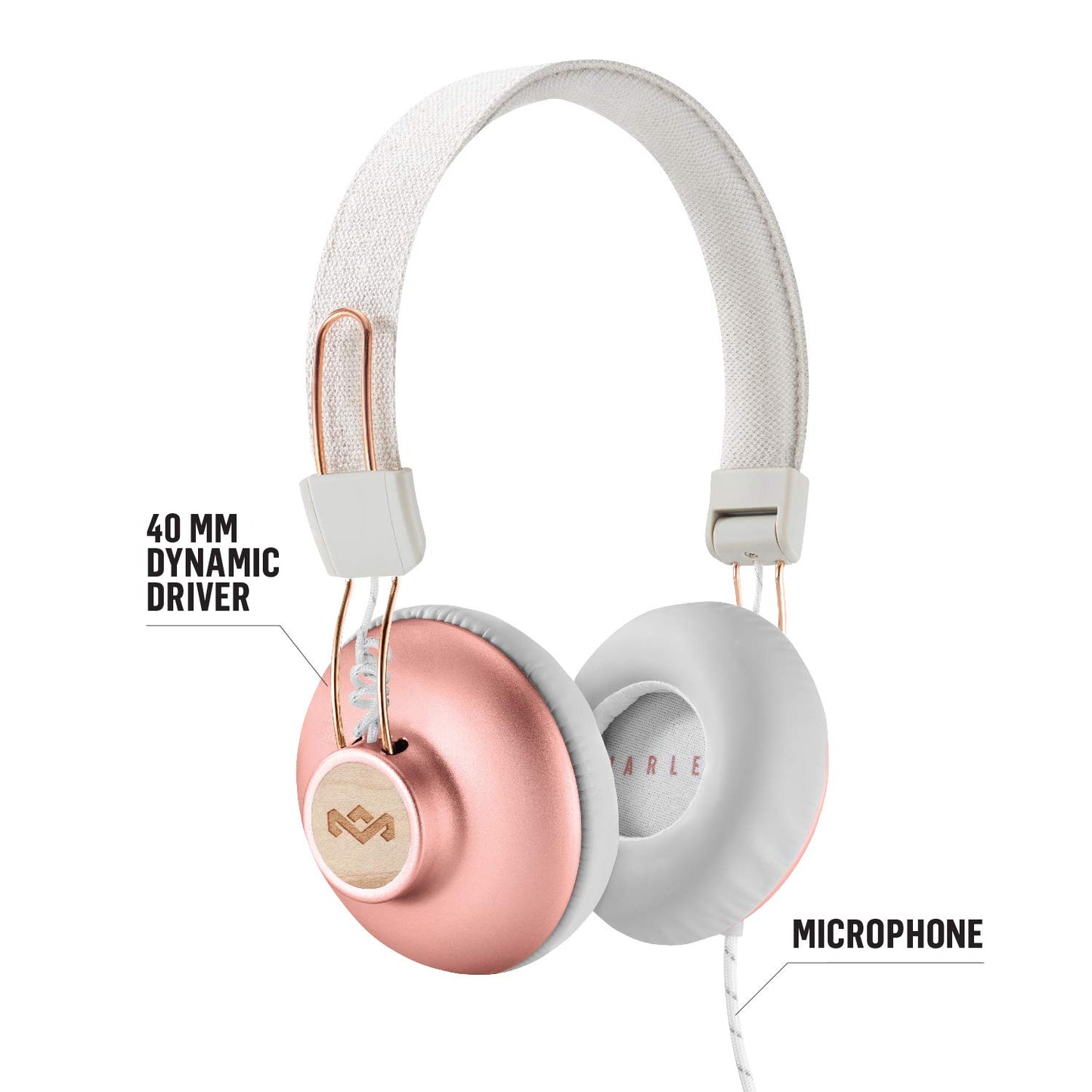 House of Marley Positive Vibration 2 headphones, noise isolation, premium sound, microphone, sustainable materials, recyclable packaging, supports One Tree Global reforestation - Copper