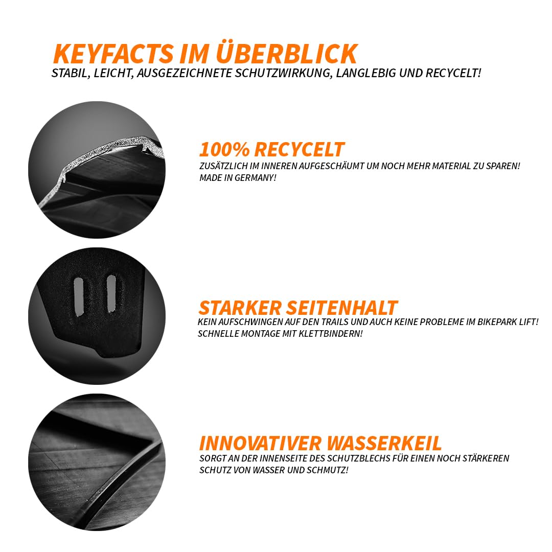 Unleazhed M02 | Mountainbike Mudguard | Made in Germany | Solid front wheel fender | Bike accessory for mountain bikes