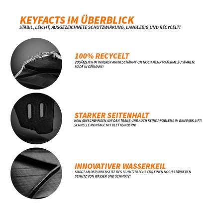 Unleazhed M02 | Mountainbike Mudguard | Made in Germany | Solid front wheel fender | Bike accessory for mountain bikes