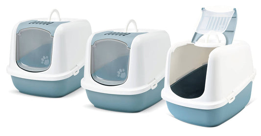 3-pack XXL cat litter box Nestor Jumbo white-blue