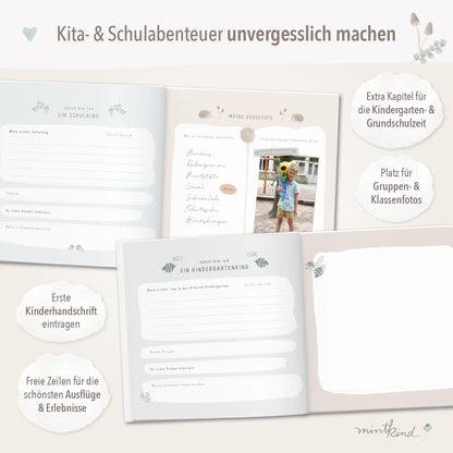 mintkind® Childhood Memory Album Beige, Baby Book with Sticker Set, Birth Gift, Children's Photo Album, Diary for Entries, Memory Book 0-10 Years, Hardcover Album