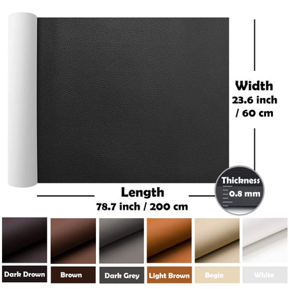 GELAISI Artificial Leather Self Adhesive 60*200cm Black Leather Patch Kit Self-Adhesive Leather Patches, Leather-Look Film Decorative Film Furniture Film Wallpaper Leather Repair Upholstery for Cabinet Leather Bag Car Seat Sofa