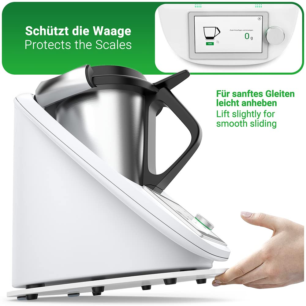 Triumphant sliding board for Thermomix TM6 TM5 Slider effortless moving rolling board made of acrylic - White