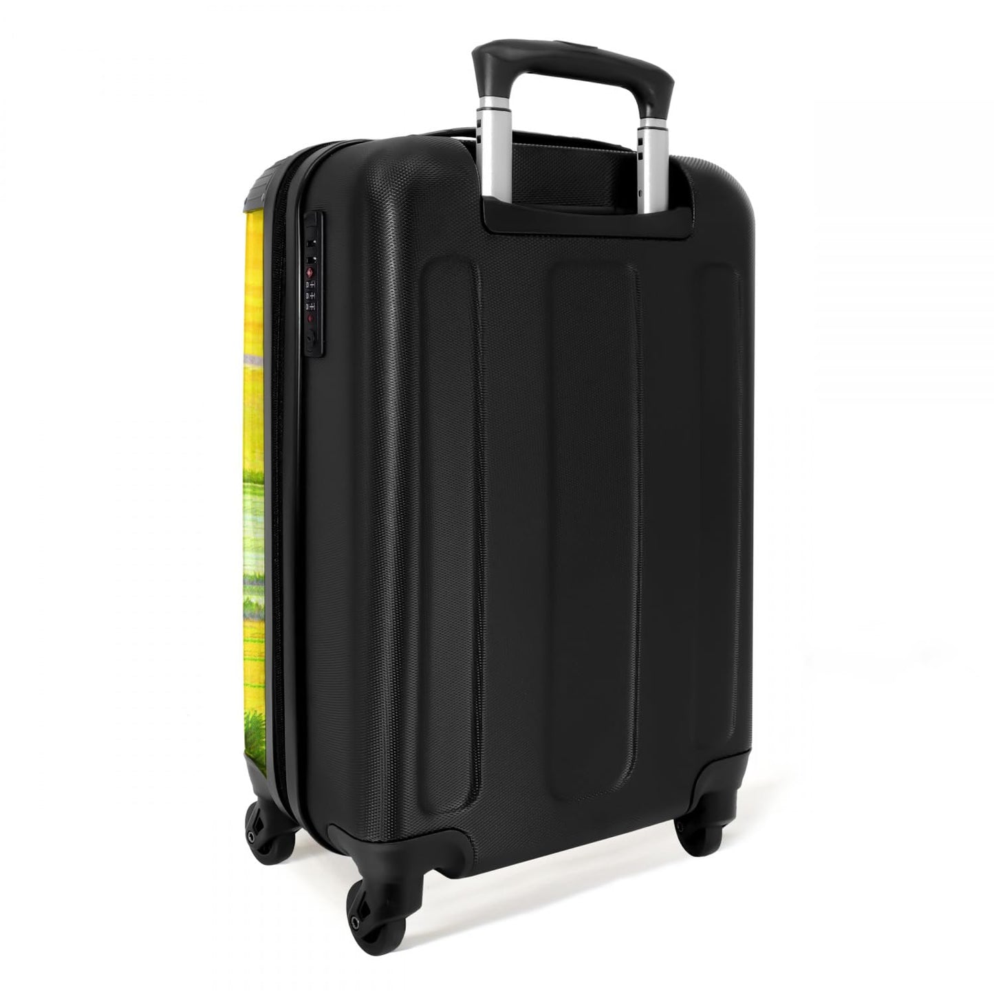 NoBoringSuitcases.com® Kids Suitcase Boys Trolley Carry on Luggage Gift - Dino - Illustration - Yellow - Boys Kids Luggage, 55x40x20