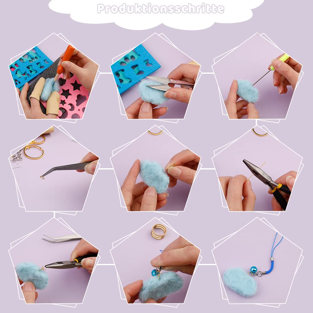 Ruasol needle felting kit, complete needle felting tool and accessories with 50 colors of wool, needle felting starter set with felt molds, high-density foam storage box for felting animal crafts.