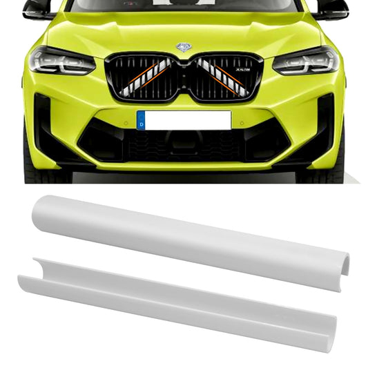 TTCR-II 2PCS Front Grille Insert, Stripe Kidney Grille Inserts Trim Compatible with BMW X3 F25 G01/ X4 F26 G02/ X5 E70 F15 F85 G05/ X6 E71 F16 F86 G06/ X7 G07 Grille Stripes (White)