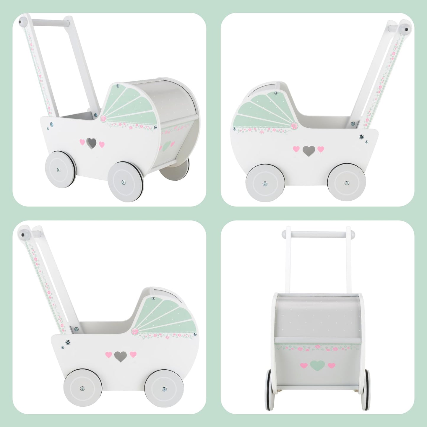 Wooden Baby Walker for Kids Learning Fun Babies for 1 year old and up, Toddler Shopping Cart Push Toy for Boys Girls