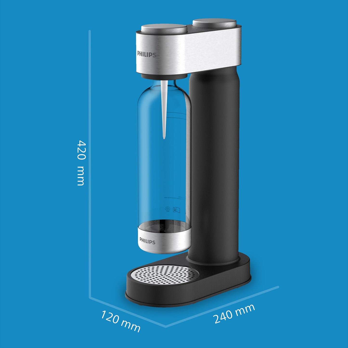 Philips Water ADD4902BK/10 GoZero water carbonator, plastic, 1 liter, black