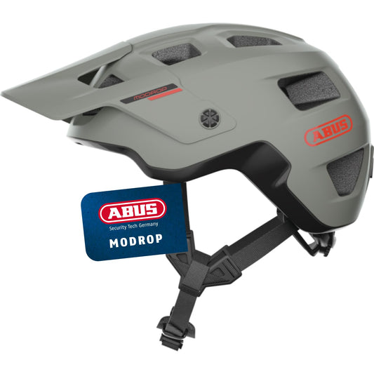 ABUS MTB helmet MoDrop - robust cycling helmet with good ventilation for mountain bikers - individual fit - Unisex - Gray, size S, S (51-55 cm)