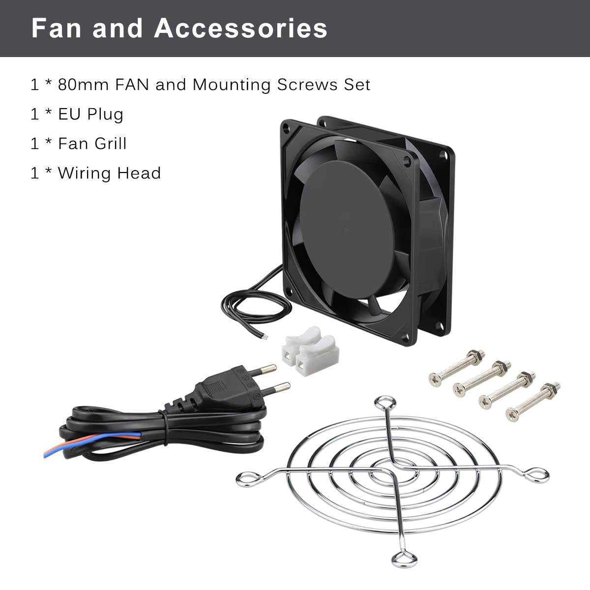 GDSTIME Fan 230V 80mm PC Fan 230V 80mm Dual Ball Bearing Mini fan 220v 80x80x25 AC Axial Fan 220v for PC server cabinet RV fridge inverter cooling ventilation exhaust