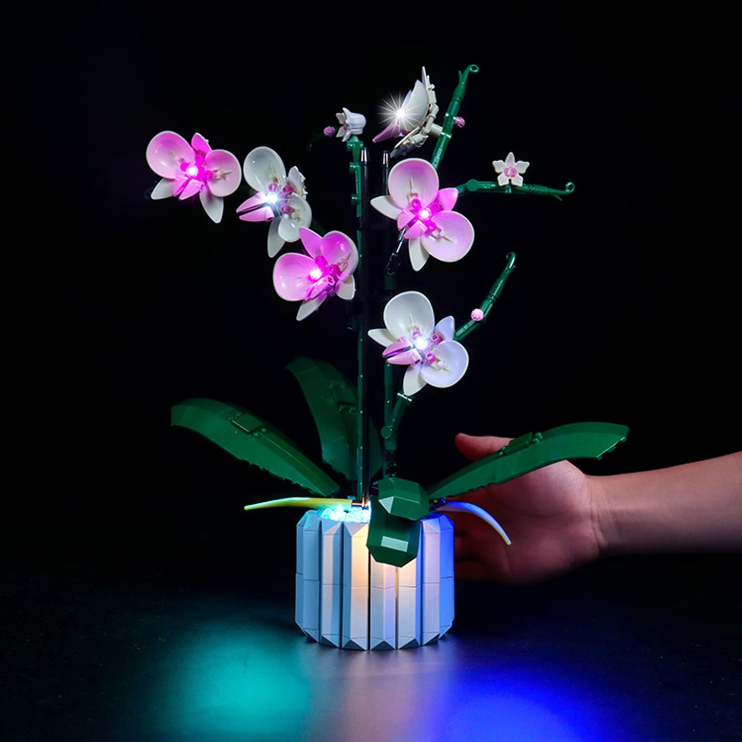 BrickBling light set compatible with Lego Orchid decoration LED light set, compatible with Lego 10311 Orchid Botanical Collection set (lights only, bricks not included) - light control version.