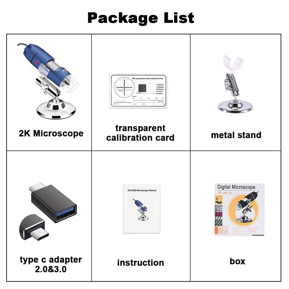 Ninyoon 2K USB Digital Microscope for Android PC, 40-1000X Microscope Super HD Endoscope Magnifier Camera Compatible with Android Phone and Tablet Windows Mac Chrome Linux - Not for iPhone iPad