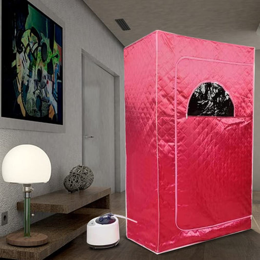 Portable sauna, mini steam sauna for home. Single portable sauna room can relieve fatigue, aid in weight loss, with remote control, timing, and temperature setting (100 * 80 * 170cm red).