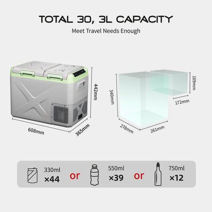 Alpicool XD45 30.3L compressor cooler 12V portable fridge electric freezer small freezer for car camping, truck, boat, and outlet with USB port