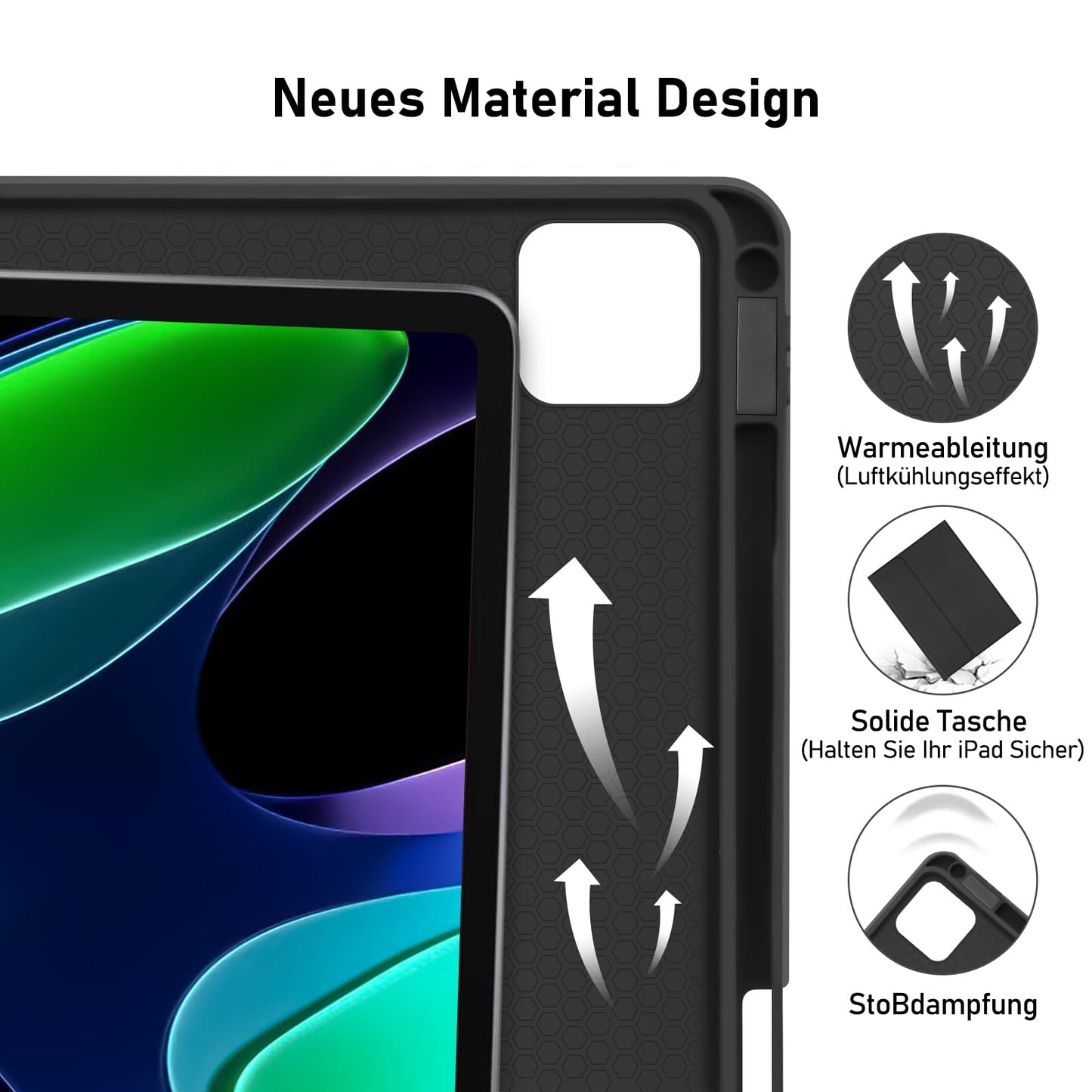 Hofsos case for Xiaomi Pad 6/6 Pro 11 inch 2023, (QWERTZ German) Xiaomi Pad 6 case with keyboard, protective cover with Pencil holder Wireless keyboard for Pad 6/6 Pro, Black