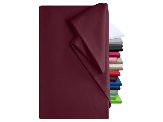 npluseins bed sheet 180x275cm - fitted sheet - perfect for patio, camping and tablecloth - RV sheet - fitted bed sheet - 100% cotton, approx. 180 x 275 cm, Bordeaux