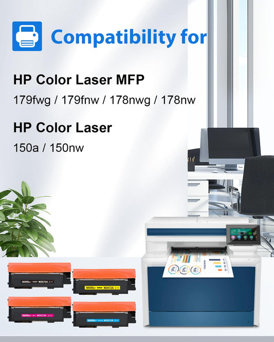 MYCARTRIDGE Compatible for HP 117A Toner Set replacement for HP Color Laser MFP 178nwg 179fwg 178nw 150nw 179fnw 150a W2070A W2071A W2072A W2073A (Black Cyan Yellow Magenta, 4-pack)