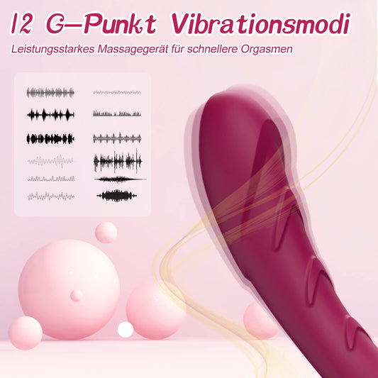 Silicone G-spot Vibrator Sex Toy Vibrator for her Clitoris quiet, Realistic Dildo Anal Vibrator for You Women and Couples with 12 Vibration Modes (Red Wine)