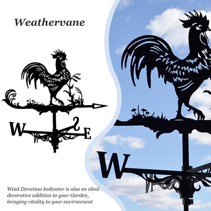 Metal weathervane decoration, wind direction indicator, and stainless steel direction indicator metal jewelry gift for outdoor rooftop garden. Weathervane garden stake measuring tool for roof mounting.