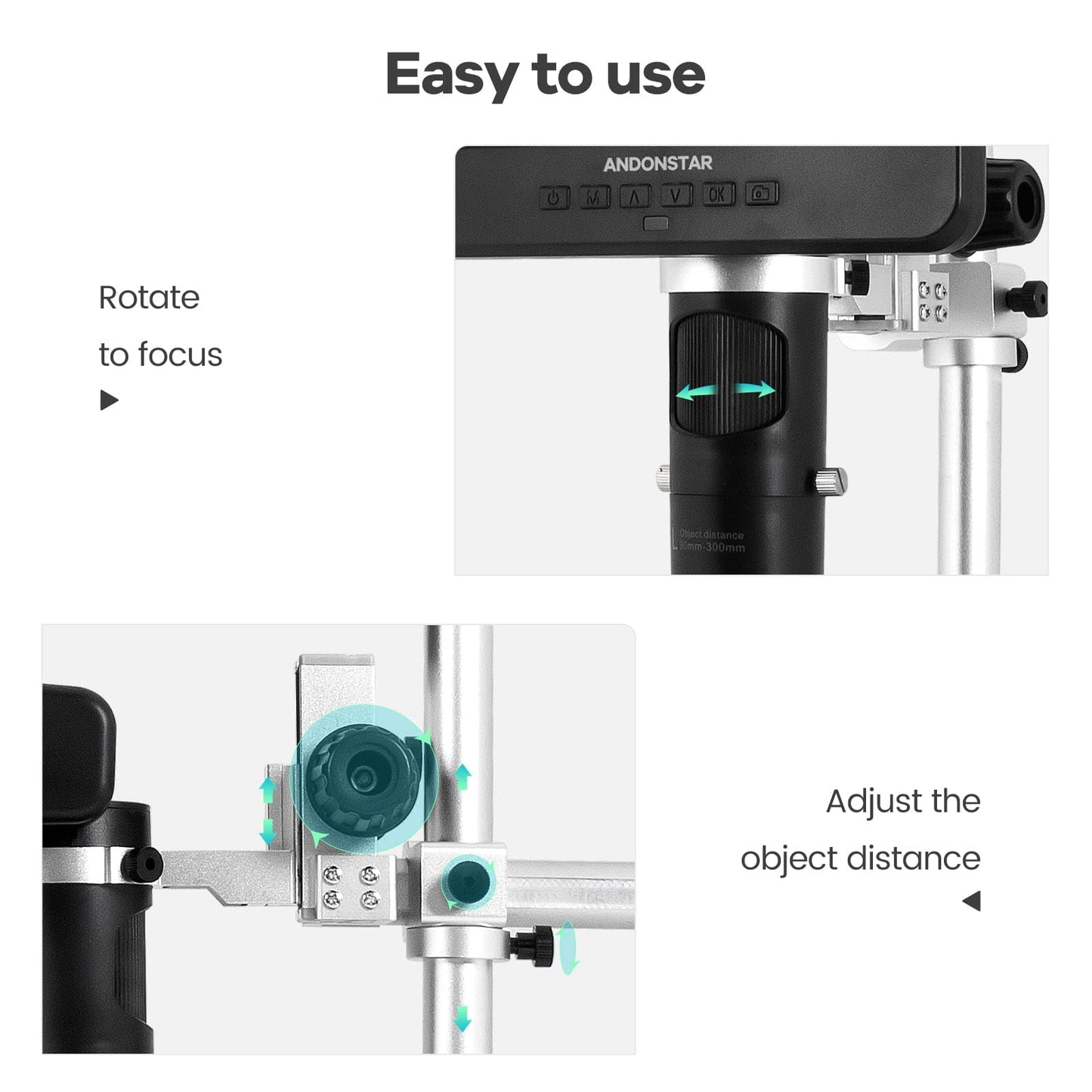 Andonstar AD246-M Digital Microscope, with 3 lenses, 1080P FHD video recording, 7-inch LCD 500x, soldering microscope, biological microscope kit with 32G card, prepared slides.