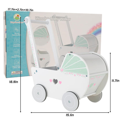 Wooden Baby Walker for Kids Learning Fun Babies for 1 year old and up, Toddler Shopping Cart Push Toy for Boys Girls