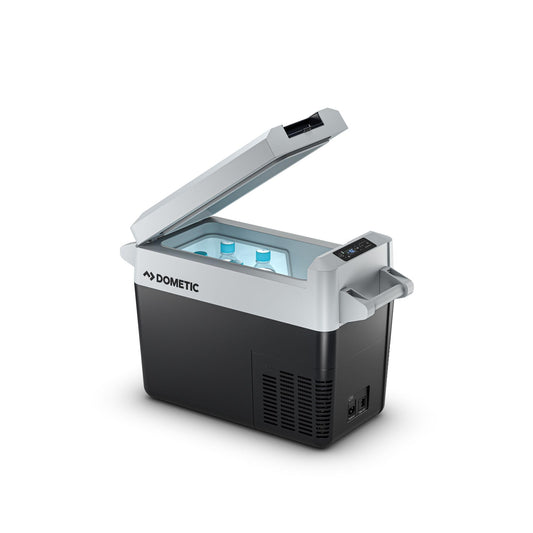 DOMETIC CFF 20 Compressor Cool Box - 21 liters - portable, energy-efficient, with LED interior lighting, digital temperature display, 12/24/230 V - for car, camping & outdoor.