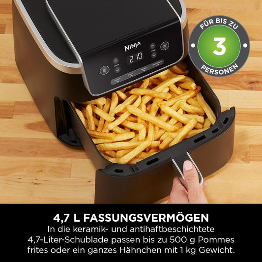 Ninja PRO Air Fryer, 4.7L, single-basket air fryer, 4-in-1, for 1-2 servings, digital, cook from frozen, non-stick drawer & crisper basket, black AF140EU.