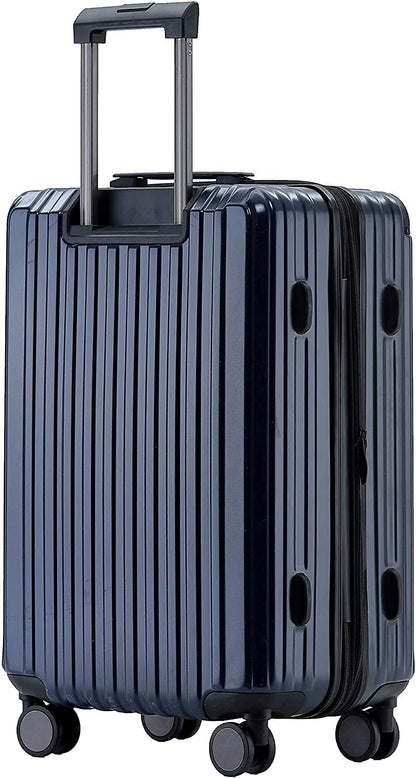 Münicase M816 TSA lock suitcase travel luggage trolley set hard shell board case (navy blue, 3-piece set)