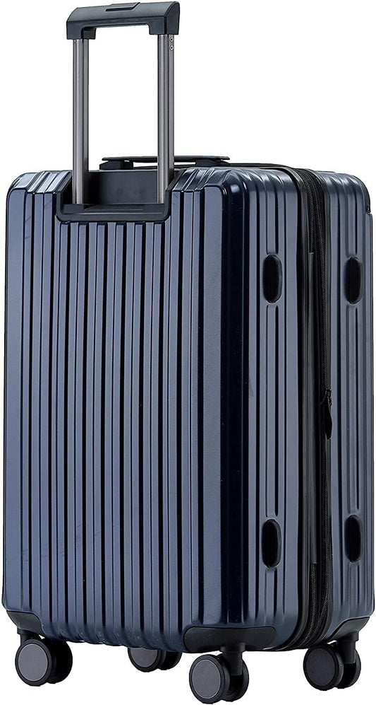 Münicase M816 TSA lock suitcase travel luggage trolley set hard shell board case (navy blue, 3-piece set)