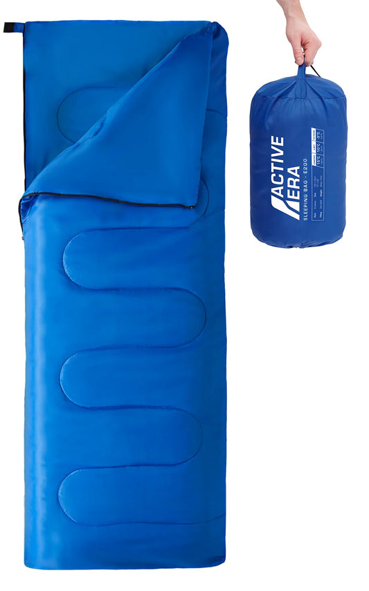 Active Era Sleeping Bag -3°C to 15°C for Summer, Spring, Autumn - Lightweight Outdoor and Indoor Sleeping Bag - Blue