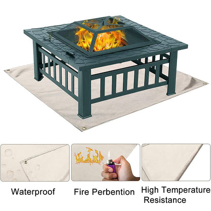 Hggzeg Fire Pit Mat, Grill Mat, fireproof glass mat, heat-resistant grill mat, highly flame-retardant protective mat for floor, patio, deck, lawn, outdoor or camping (size: 100 x 100cm)