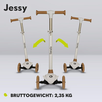 LIONELO Jessy Premium kids tricycle scooter with LED wheels for children 3 years up to 50 kg, height adjustable and non-slip platform, foldable scooter. Scooter for toddler boy girl.