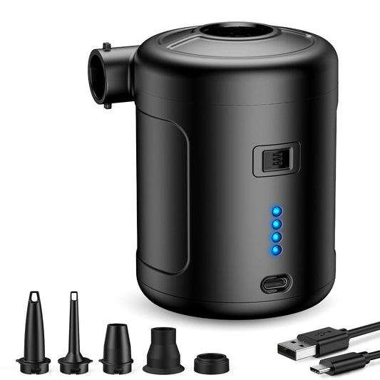 Air Pump SUPPOU Electric Air Pump, 6 In 1 Portable Electric Rechargeable 6000mAh Battery Air Pump, Electric Air Pump for Air Mattress Pool Floats Pool
